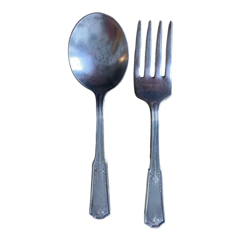 VINTAGE Silver Baby Fork and Spoon - Picture 1 of 3